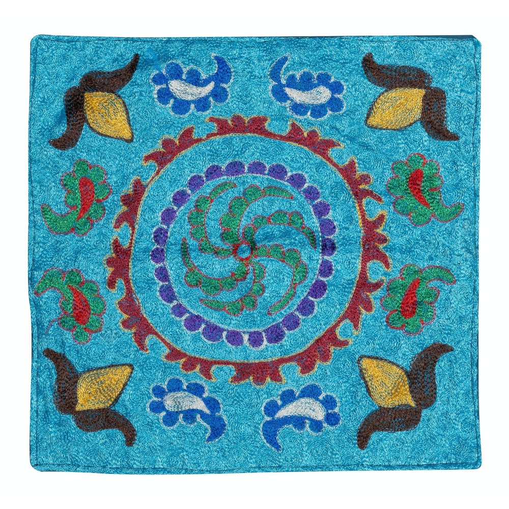 Silk Embroidery Cushion Cover. Light Blue Pillowcase. Modern Throw Pillow. New Toss Pillow