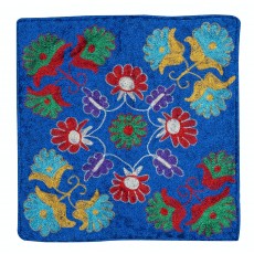Blue Color Silk Embroidery Cushion Cover. Handmade Pillowcase. Modern Lace Pillow