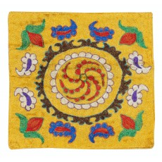 Silk Embroidery Cushion Cover. Yellow Pillowcase. Modern Lace Pillow