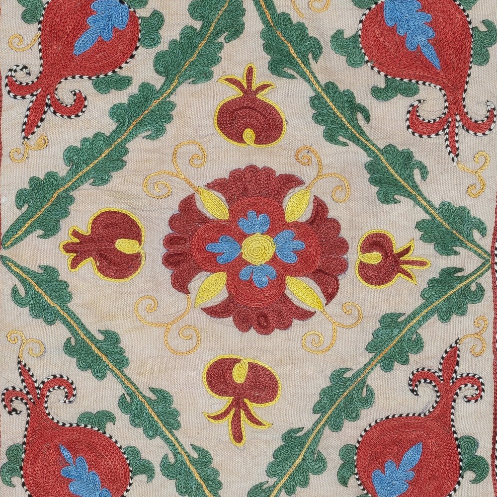 Hand Embroidered Silk and Cotton Cushion Cover. Uzbek Toss Pillow. New Lace Pillow