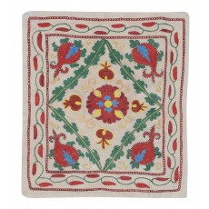 Hand Embroidered Silk and Cotton Cushion Cover. Uzbek Toss Pillow. New Lace Pillow