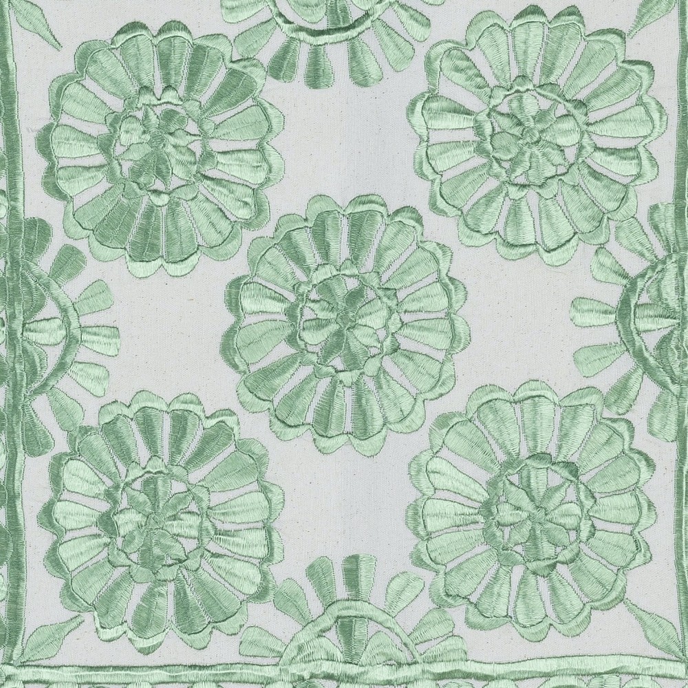 All Cotton Cushion Cover. Green Color Lace Pillow. Embroidered Pillowcase. Modern Toss Pillow