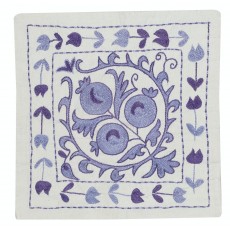 Traditional Cotton Cushion Cover. Blue Accent Pillow. Embroidered Throw Pillow