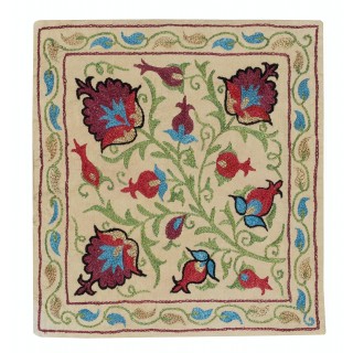 Silk Embroidery Cushion Cover. Contemporary Toss Pillow Cover. Handmade Pillowcase