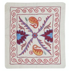Modern Cushion Cover Made of Cotton. Embroidered Pillow. Uzbek Throw Pillow