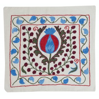 100% Cotton Pillow Cover. Embroidered Throw Cushion. Handmade Lace Pillow