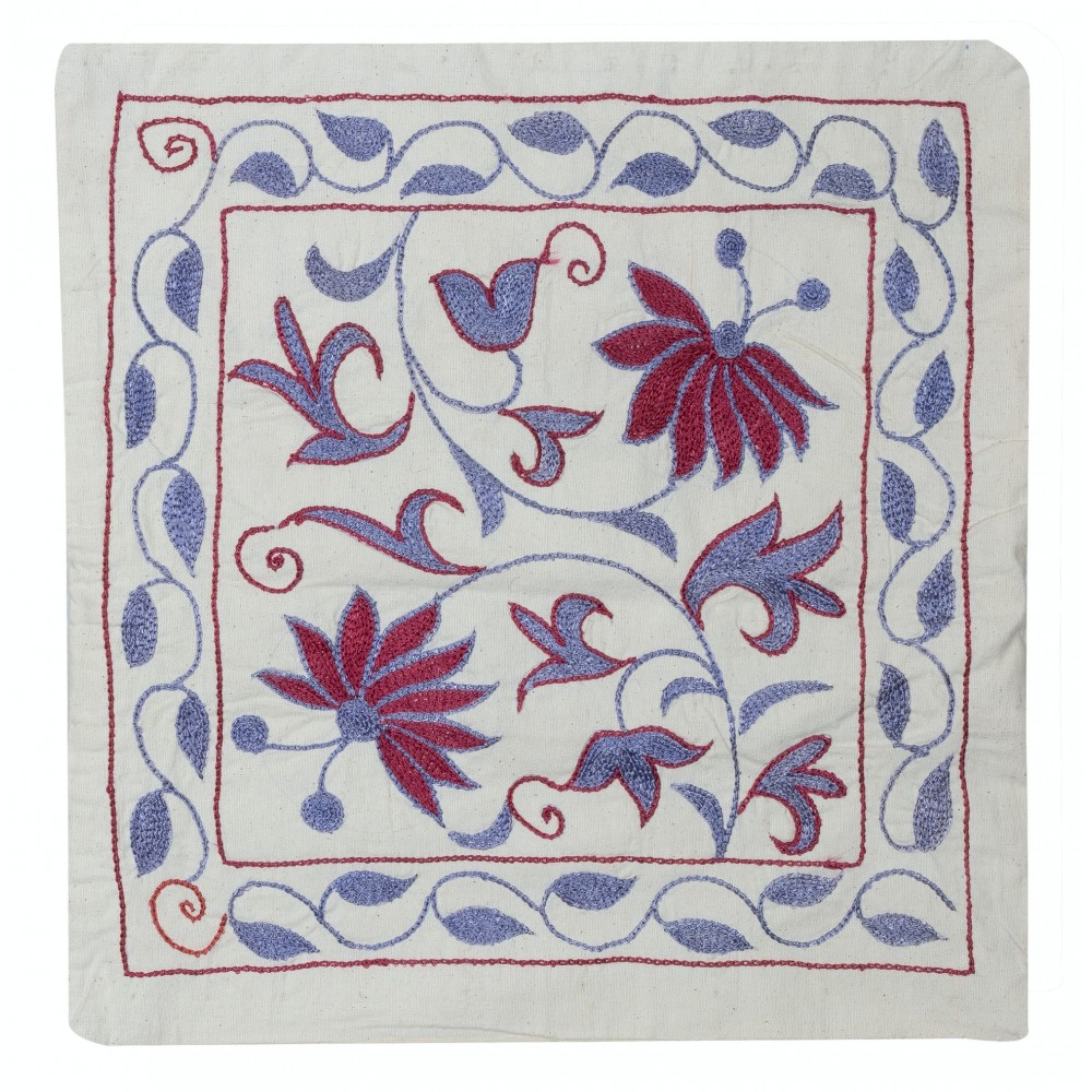 Modern Cushion Cover. 100% Cotton Lace Pillow. Hand Embroidered Pillowcase. Made in Uzbekistan