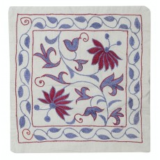 Modern Cushion Cover. 100% Cotton Lace Pillow. Hand Embroidered Pillowcase. Made in Uzbekistan