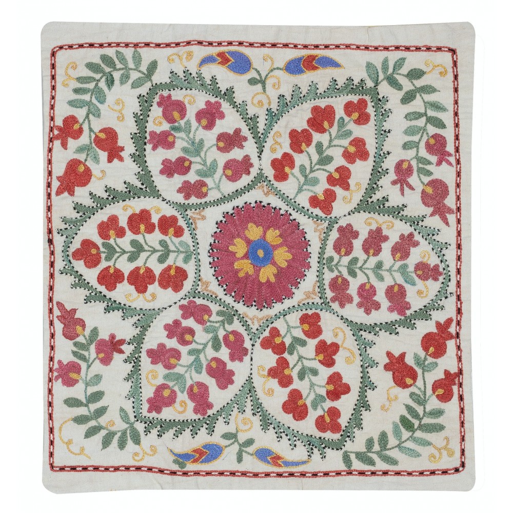 Silk Hand Embroidery Cushion Cover. Handmade Pillow. Modern Lace Pillow