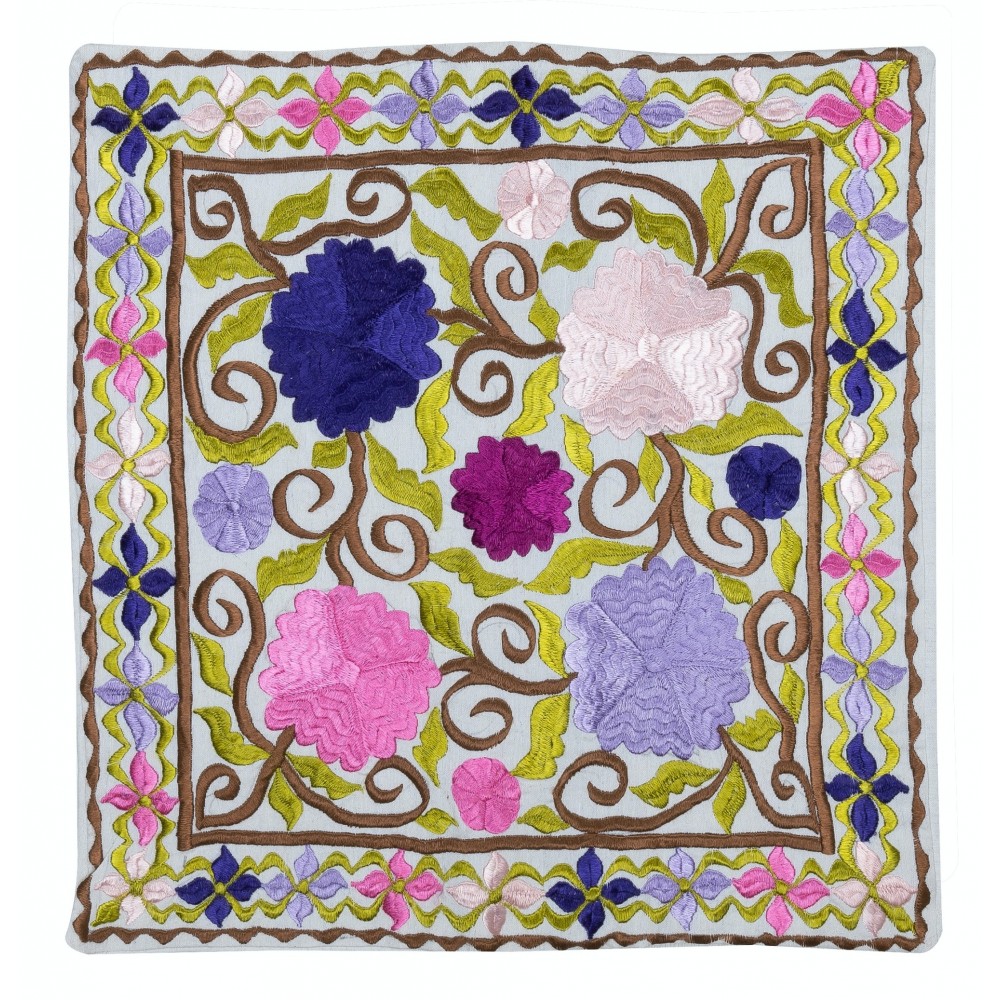 100% Cotton Pillow Cover. Embroidered Throw Cushion. Handmade Lace Pillow