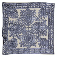 100% Cotton Cushion Cover. Blue Toss Pillow. Modern Lace Pillow. Handmade Pillowcase