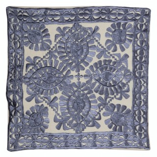 100% Cotton Cushion Cover. Blue Toss Pillow. Modern Lace Pillow. Handmade Pillowcase