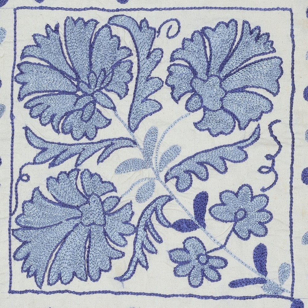 Embroidered 100% Cotton Cushion Cover. New Toss Pillow. Modern Lace Pillow. Blue Pillowcase