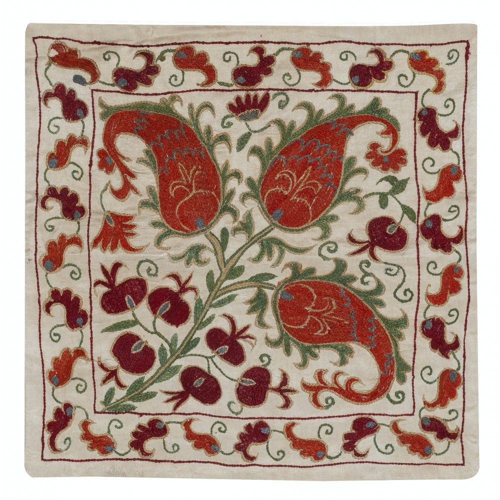 100% Silk Cushion Cover. Hand-Embroidered Pillowcase. Luxury Lace Pillow