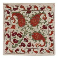 100% Silk Cushion Cover. Hand-Embroidered Pillowcase. Luxury Lace Pillow
