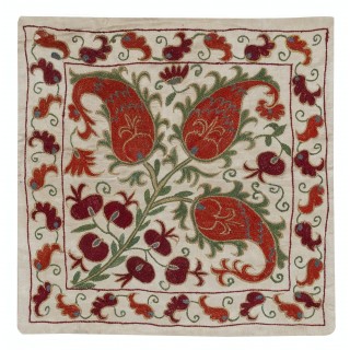 100% Silk Cushion Cover. Hand-Embroidered Pillowcase. Luxury Lace Pillow