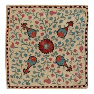 100% Silk Cushion Cover. Embroidered Pillowcase. Uzbek Throw Pillow. Modern Lace Pillow