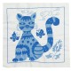 Set of 2 Modern Silk embroidery Cushion Cover. Pair Lace Pillow. Cat Patterned Throw Pillow. Blue Pillowcase