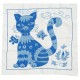 Set of 2 Modern Silk embroidery Cushion Cover. Pair Lace Pillow. Cat Patterned Throw Pillow. Blue Pillowcase