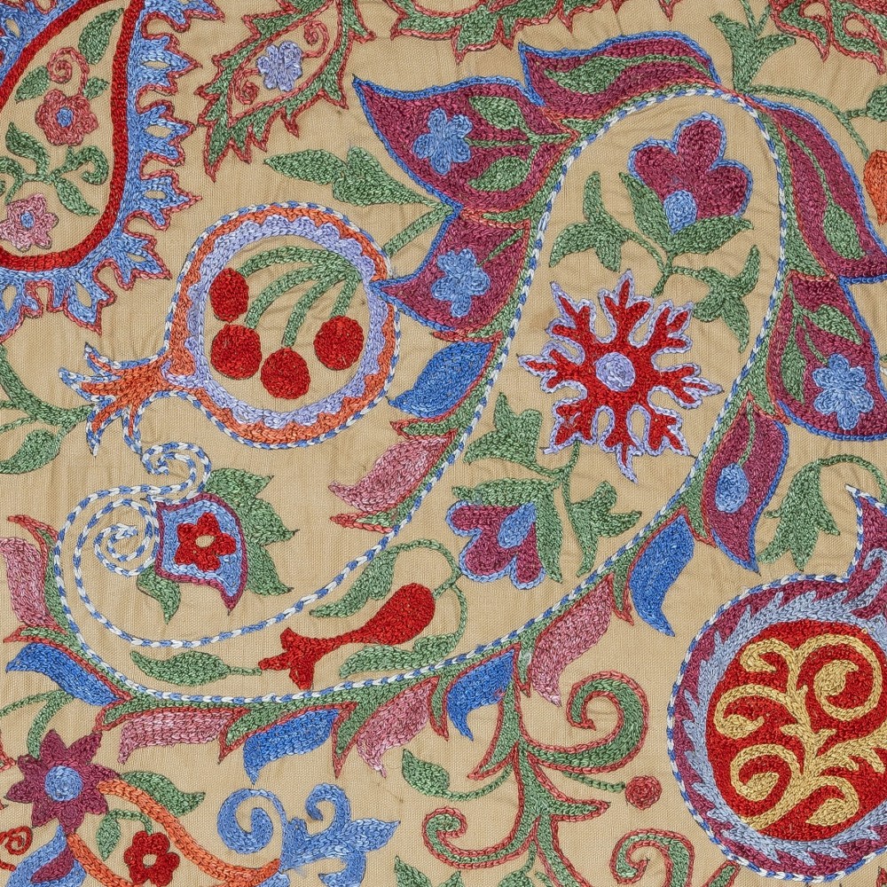 Modern Cushion Cover Made of Silk. Embroidered Pillow. Uzbek Throw Pillow
