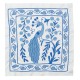 Set of 2 Modern Silk embroidery Cushion Cover. Pair Lace Pillow. Bird Patterned Throw Pillow. Blue Pillowcase
