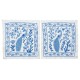 Set of 2 Modern Silk embroidery Cushion Cover. Pair Lace Pillow. Bird Patterned Throw Pillow. Blue Pillowcase
