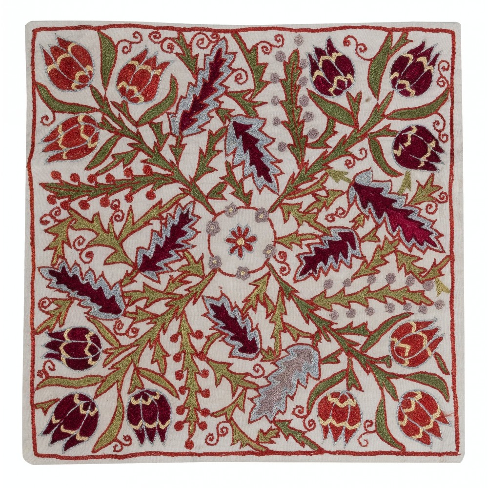 Silk Embroidery Cushion Cover. Modern Throw Pillow Cover. Handmade Pillowcase