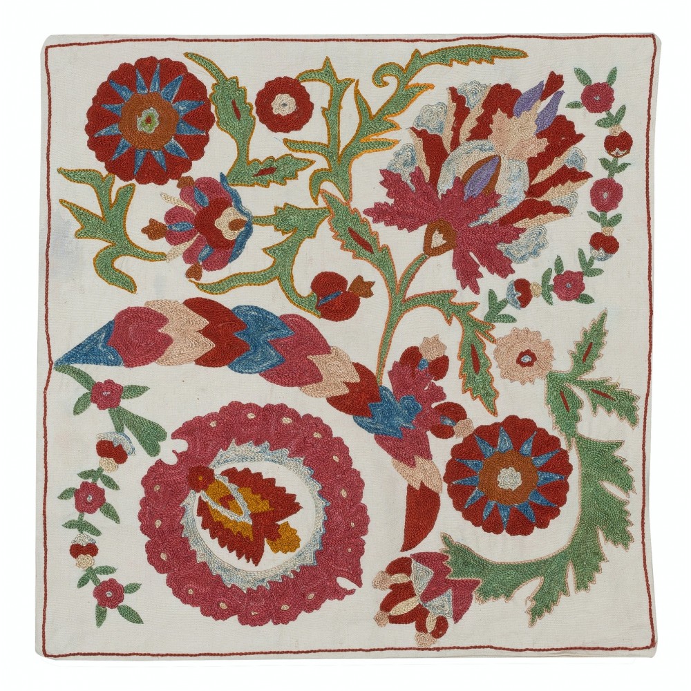 Silk Embroidery Cushion Cover. Handmade Pillow. Modern Lace Pillow