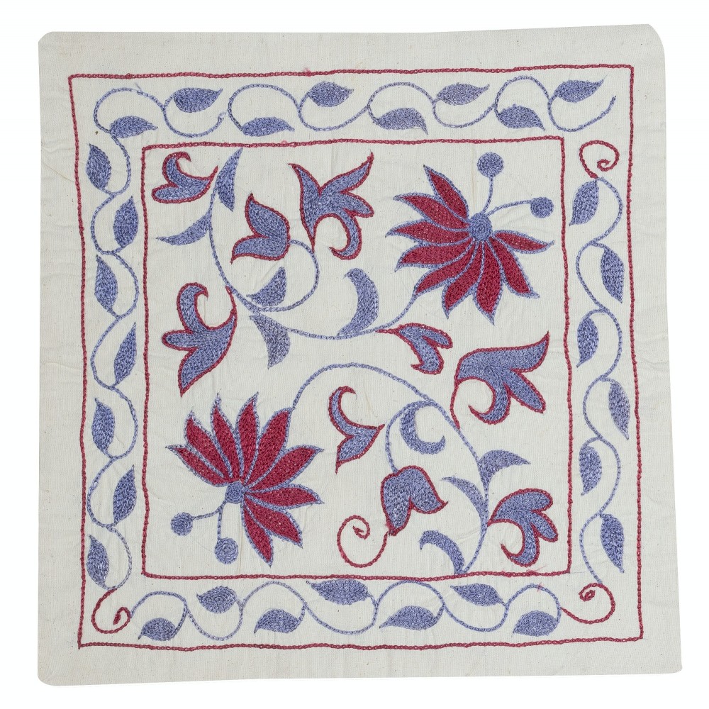 Embroidered 100% Cotton Cushion. Luxury Pillow Cover. Handmade Toss Pillow