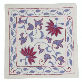 Embroidered 100% Cotton Cushion. Luxury Pillow Cover. Handmade Toss Pillow