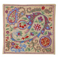 Modern 100% Silk Pillow Cover. Embroidered Throw Cushion. Handmade Lace Pillow