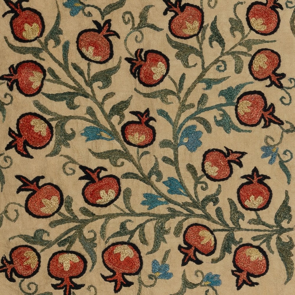 100% Silk Cushion Cover. Pomegranate Tree Design Embroidered Pillowcase