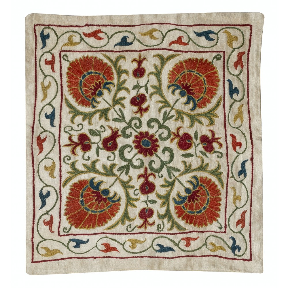 Embroidered 100% Silk Cushion Cover. Elegant Home Decor. Handmade Pillowcase