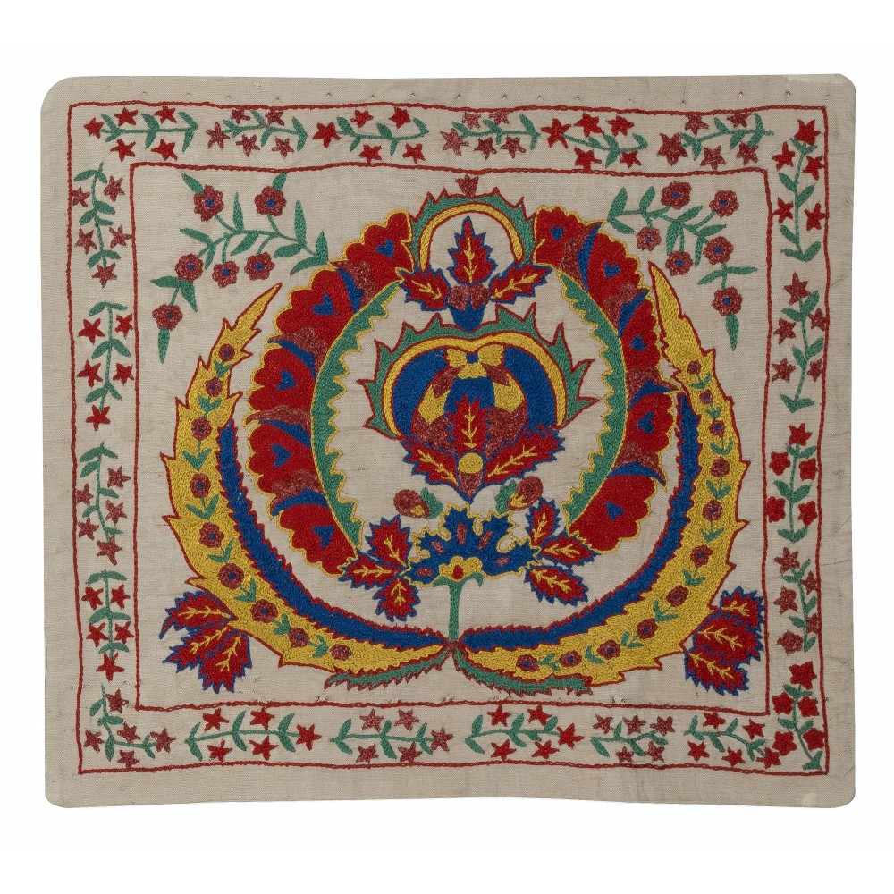 Silk Embroidery Cushion Cover. Modern Throw Pillow Cover. Handmade Pillowcase