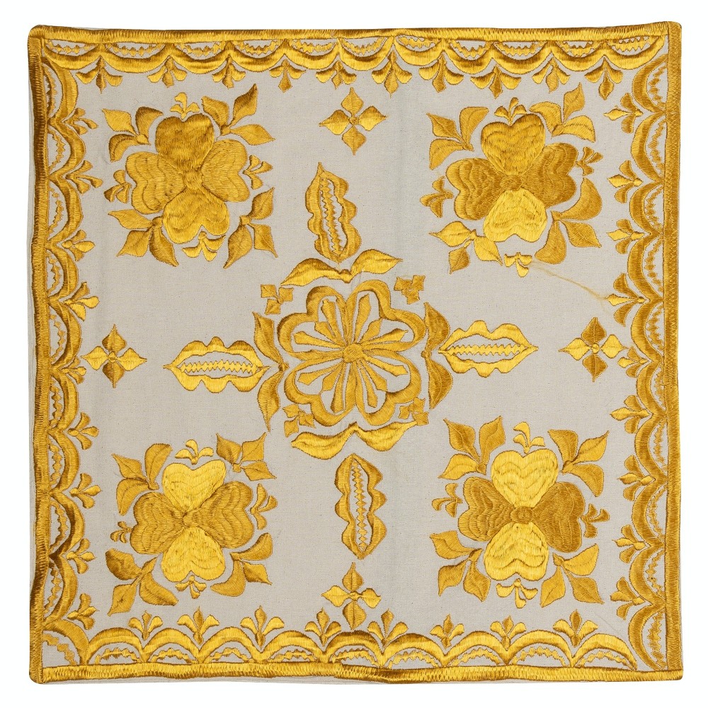 Modern Cushion Cover. Yellow Color Cotton Lace Pillow. Handmade Pillowcase