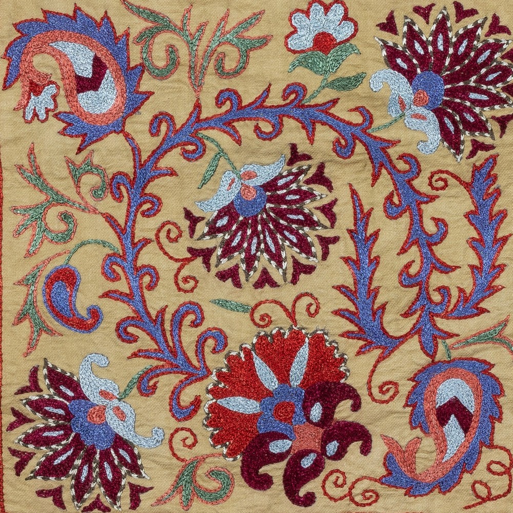 Modern Cushion Cover. 100% Silk Lace Pillow. Hand Embroidered Pillowcase. Made in Uzbekistan