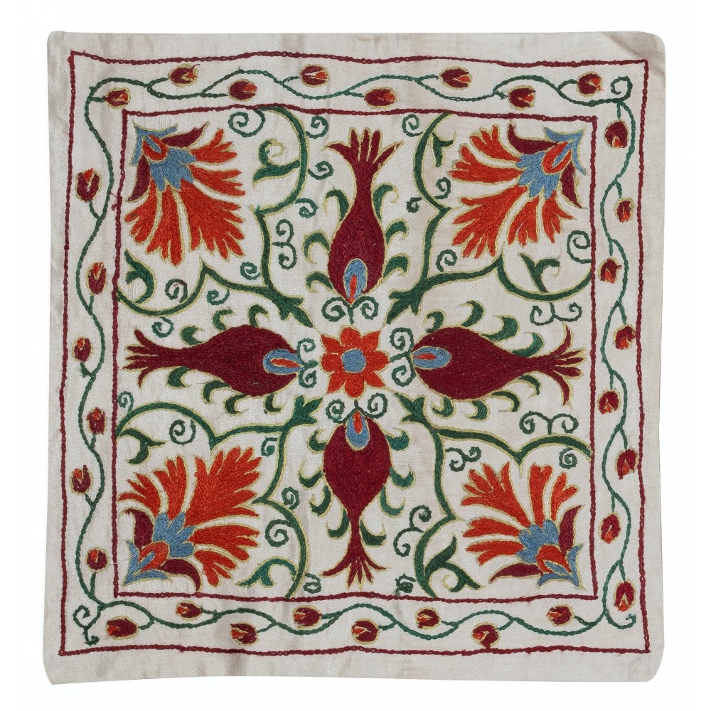 Silk Embroidery Cushion Cover. Handmade Pillow. Modern Lace Pillow