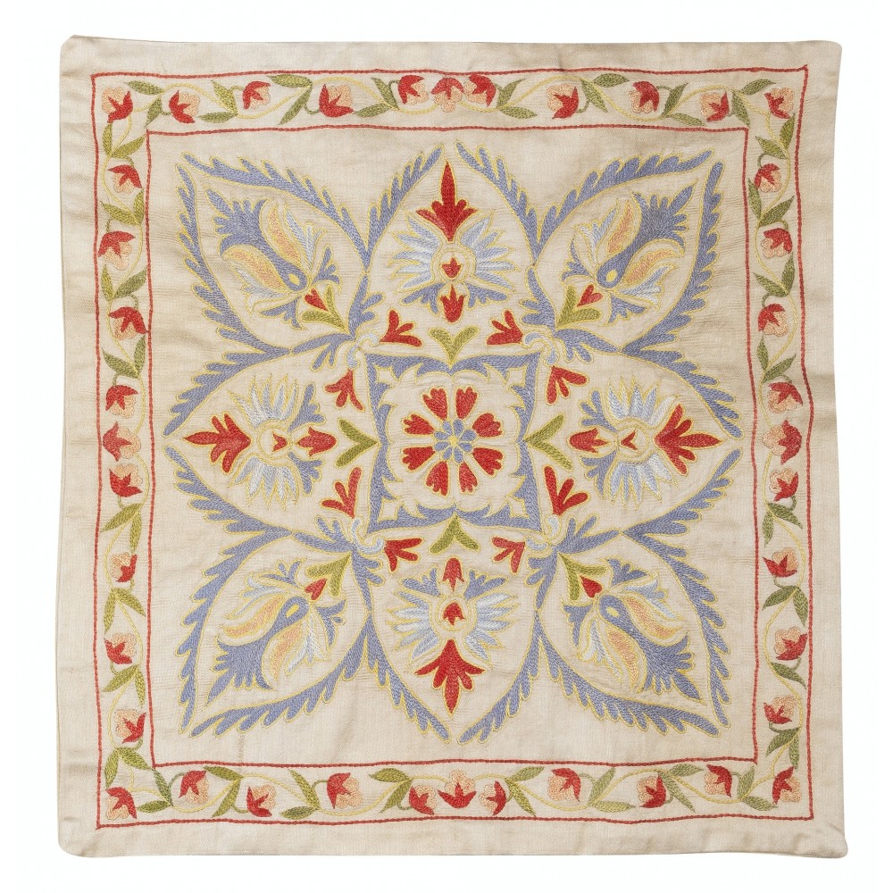 100% Silk Cushion Cover. Embroidered Pillowcase. New Throw Pillow. Modern Lace Pillow