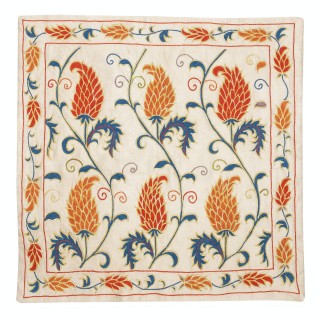Embroidered 100% Silk Cushion Cover. Elegant Home Decor. Handmade Pillowcase