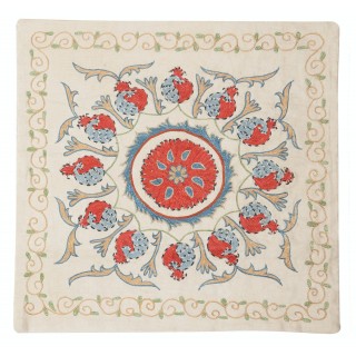 Embroidered Pillow Cover. Boho & Chic Home Decor. 100% Silk Cushion Cover