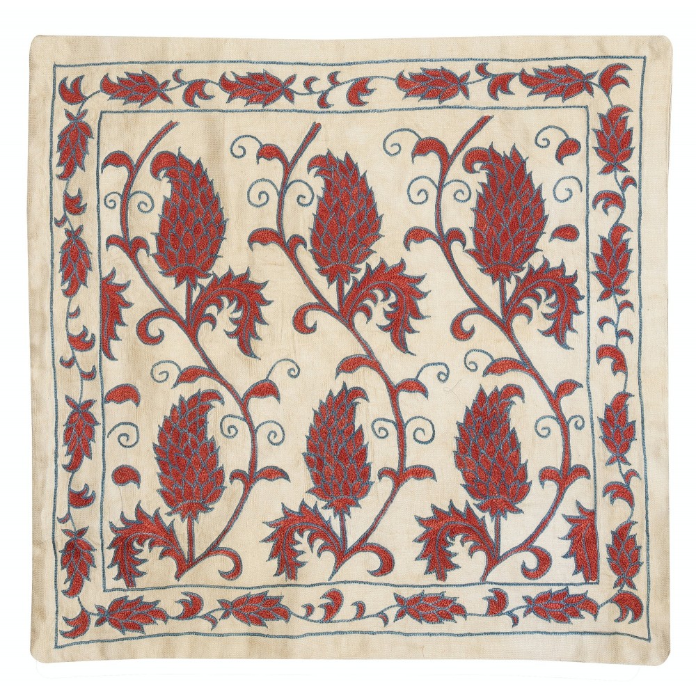 Modern Cushion Cover Made of Silk. Embroidered Pillow. Uzbek Throw Pillow