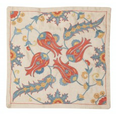 Embroidered 100% Silk Cushion. Luxury Pillow Cover. Handmade Toss Pillow