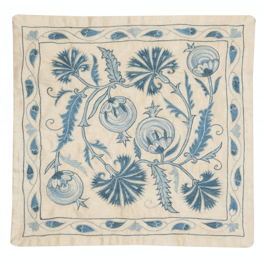 Modern Cushion Cover Made of Silk. Embroidered Pillow. Uzbek Throw Pillow