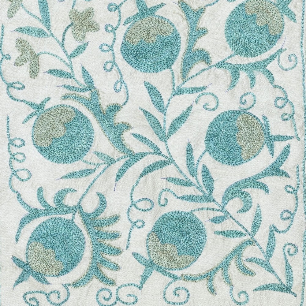 Pomegranate Tree Design Cushion Cover. Embroidered Pillowcase. Light Blue Throw Pillow