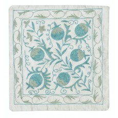 Pomegranate Tree Design Cushion Cover. Embroidered Pillowcase. Light Blue Throw Pillow