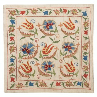 100% Silk Cushion Cover. Contemporary Lace Pillow. Embroidery Toss Pillow