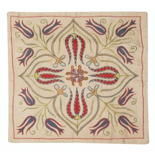 100% Silk Cushion Cover. Hand-Embroidered Pillowcase. Modern Sham. New Lace Pillow