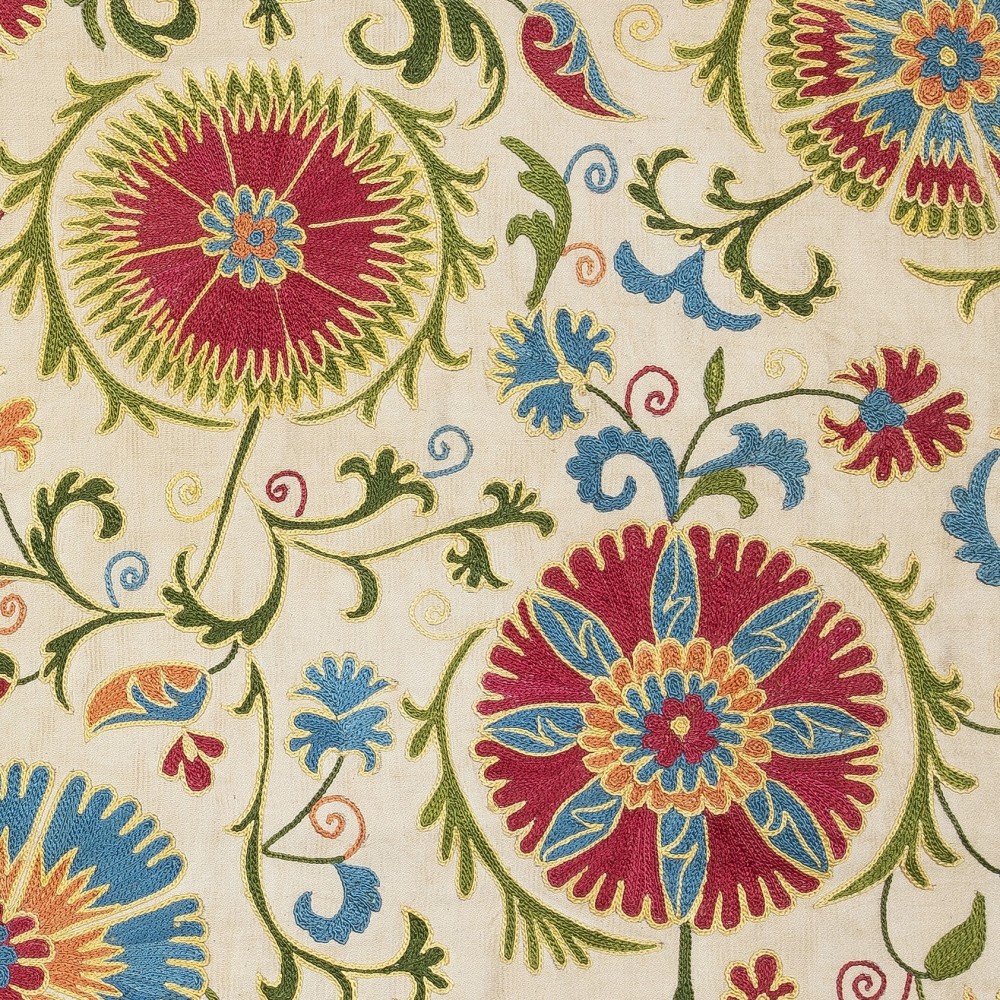 100% Silk Embroidered Cushion Cover. Floral Design Lace Pillow. Handmade Throw Pillow
