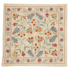 Contemporary Throw Pillow. 100% Silk Cushion Cover. Hand Embroidery Pillowcase