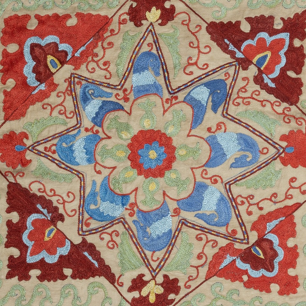 100% Silk Embroidered Pillow Cover. Handmade Cushion Cover. Contemporary Accent Throw Pillow